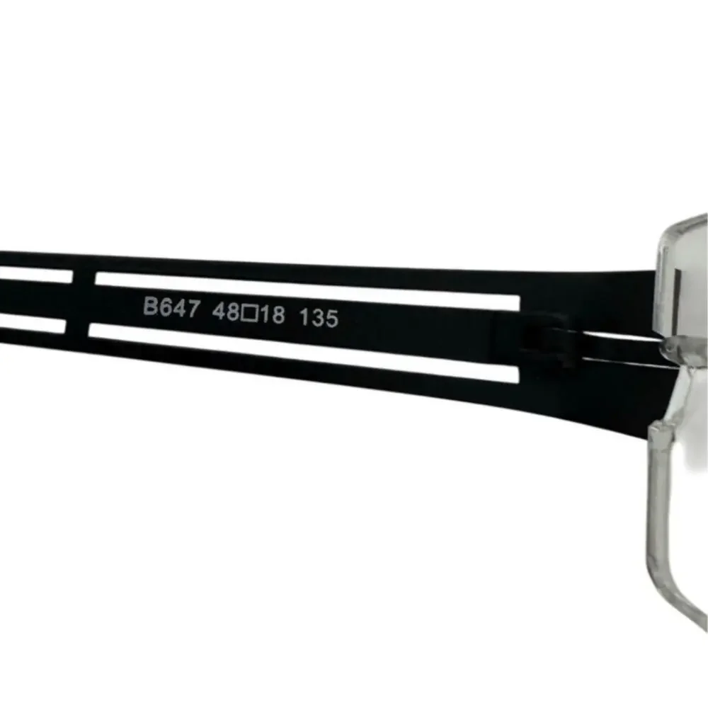 NEW Bellagio b647 Co3 Rimless Black and silver rectangle Y2k Eyeglasses